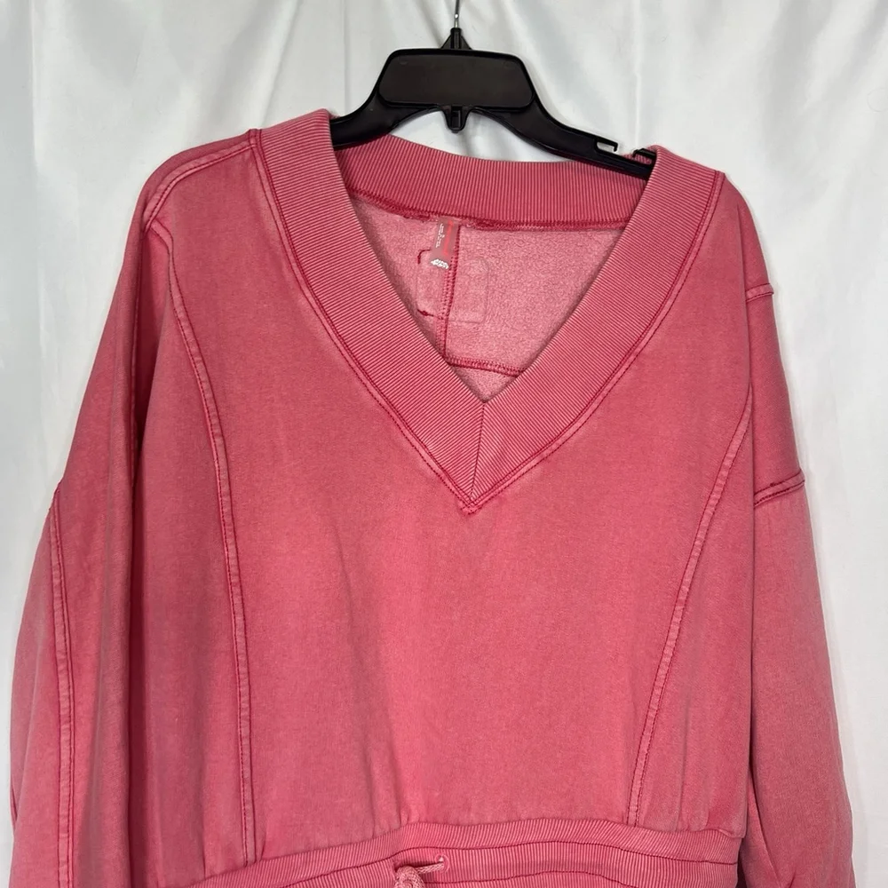 Free People FP Movement Intercept Romper Long Sleeve XL Hibiscus Pink Oversized